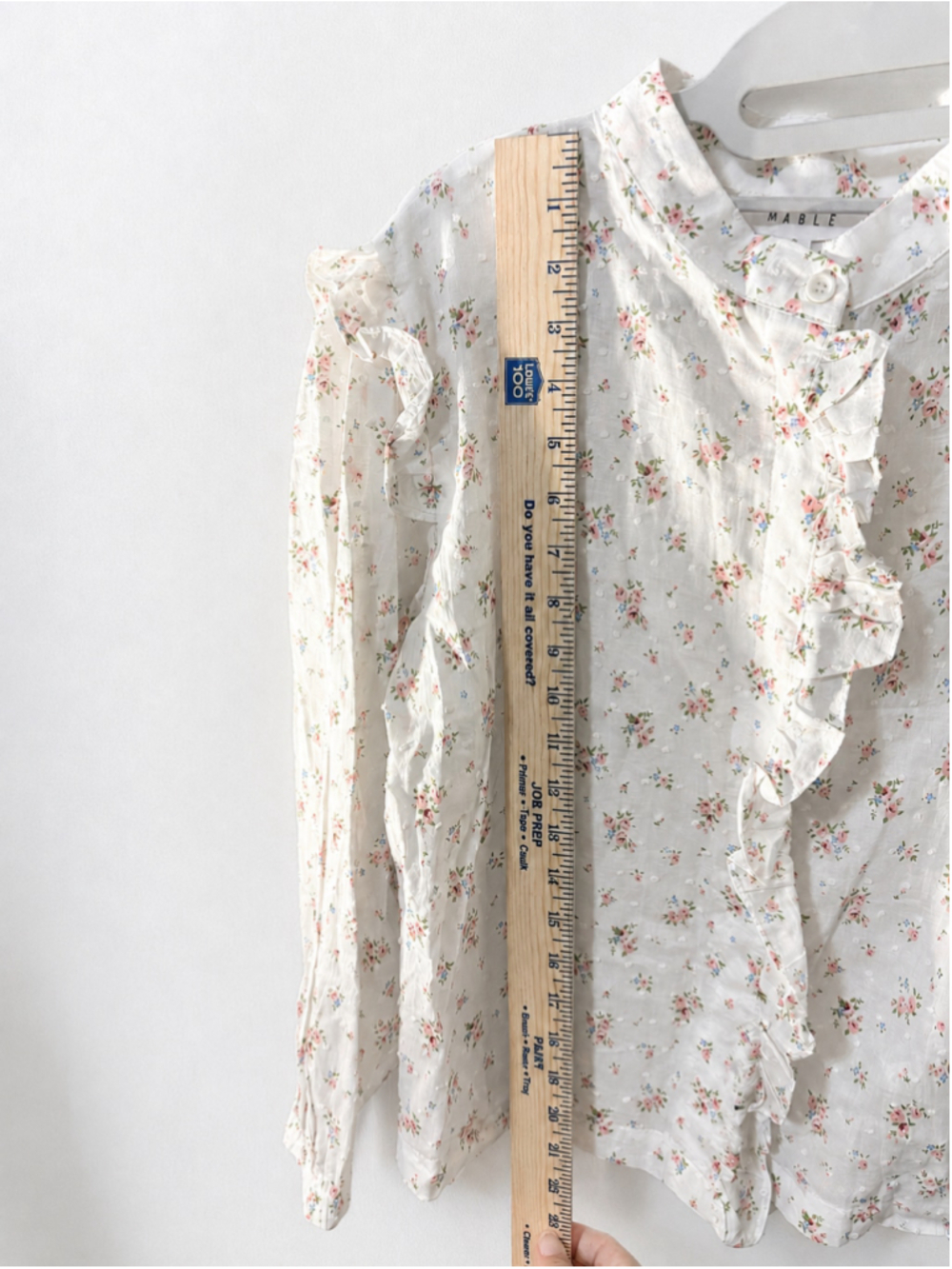 Women's Mable Floral Ruffle Blouse, Size S, White and Pink - Picture 10 of 10